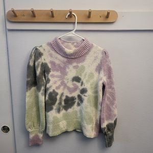 Madewell Tie Dye Puff Sleeve Sweater Size XS Cotton Crop